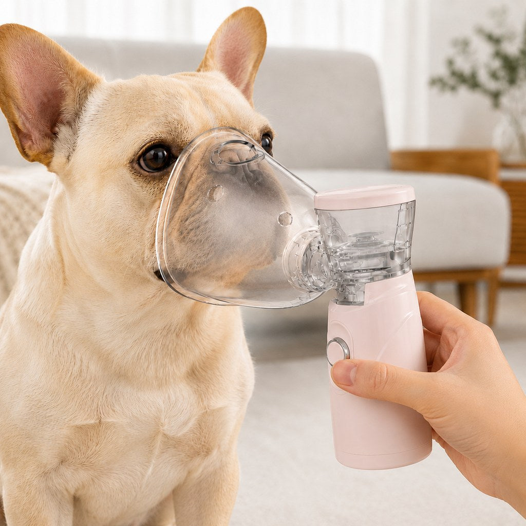 Blush pink portable pet nebulizer complete kit