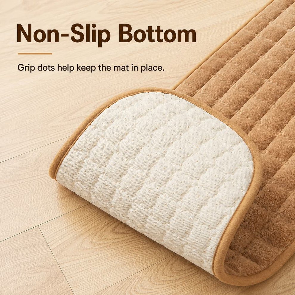Cream plush pet bed mat with bone pillow for indoor resting