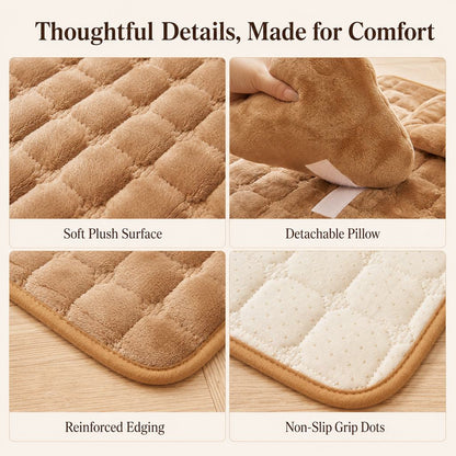 Plush quilted sleeping surface pet bed mat detail