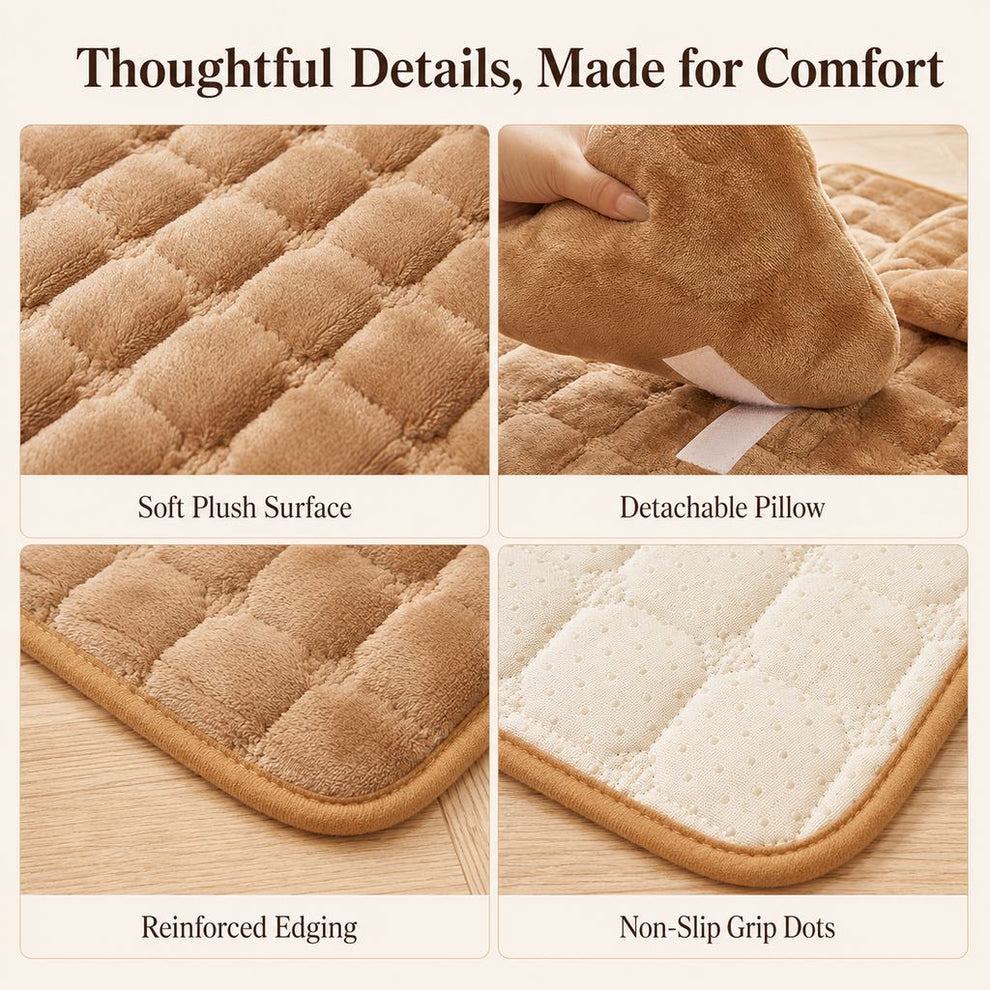 Plush quilted sleeping surface pet bed mat detail