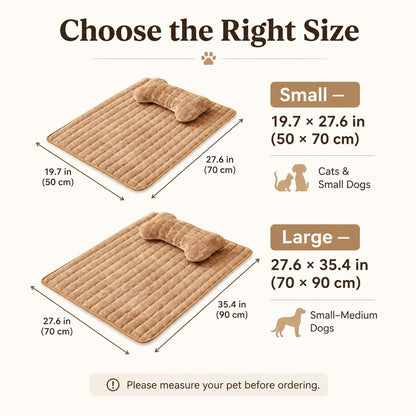 Non-slip grip-dot bottom on plush pet bed mat