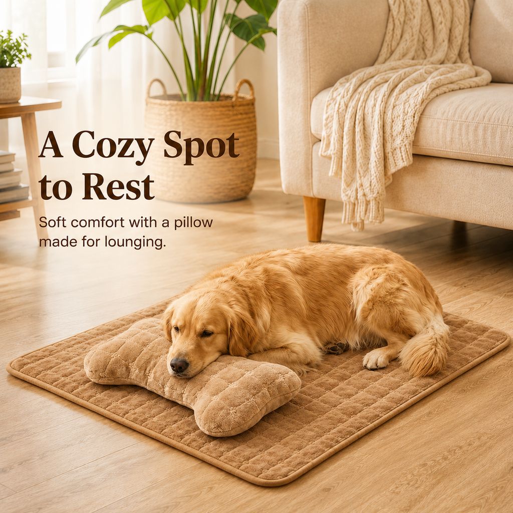 Small and large plush pet bed mat size reference