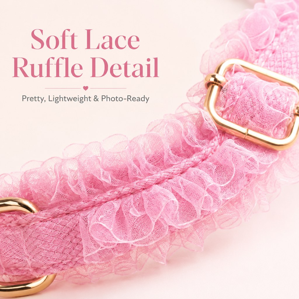 Paws in Awe Boutique Lace Dog Harness, Collar & Leash Set for Birthday Photos & Daily Walks - 3-Piece Ruffle Walking Set image 6