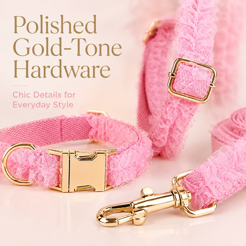 Paws in Awe Boutique Lace Dog Harness, Collar & Leash Set for Birthday Photos & Daily Walks - 3-Piece Ruffle Walking Set image 8