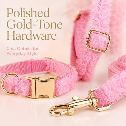 Paws in Awe Boutique Lace Dog Harness, Collar & Leash Set for Birthday Photos & Daily Walks - 3-Piece Ruffle Walking Set image 8