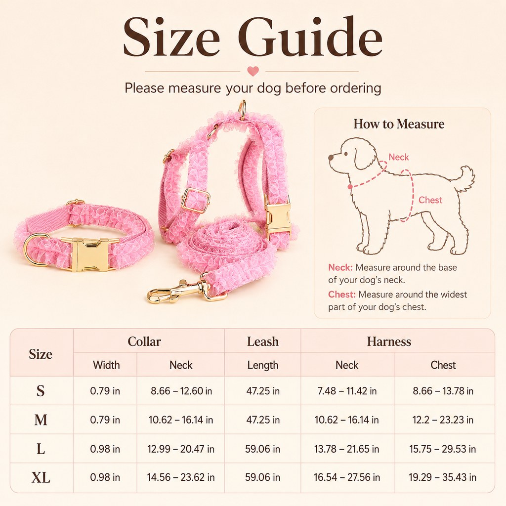 Paws in Awe Boutique Lace Dog Harness, Collar & Leash Set for Birthday Photos & Daily Walks - 3-Piece Ruffle Walking Set image 11