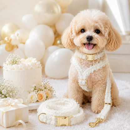Paws in Awe Boutique Lace Dog Harness, Collar & Leash Set for Birthday Photos & Daily Walks - 3-Piece Ruffle Walking Set image 17