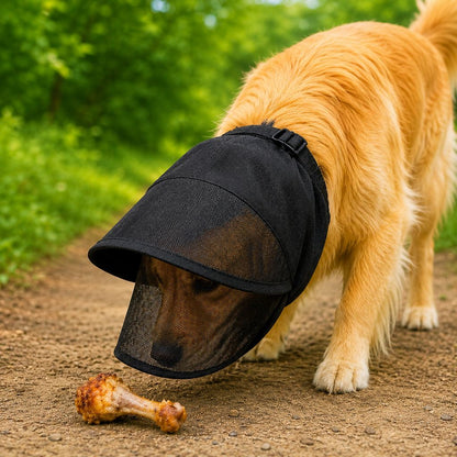 Paws in Awe Breathable Anti-Scavenging Dog Muzzle for Walks - Mesh Hood Helps Block Food Scraps & Trash image 1