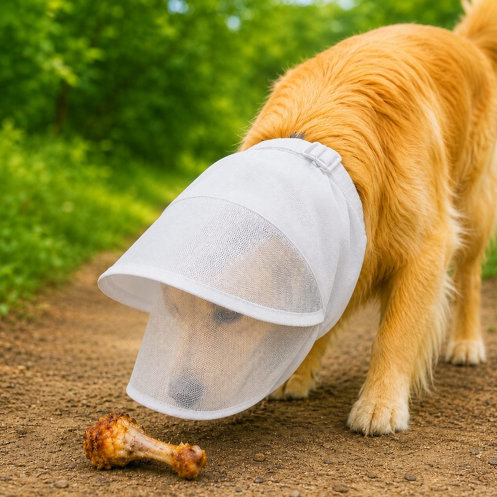 Paws in Awe Breathable Anti-Scavenging Dog Muzzle for Walks - Mesh Hood Helps Block Food Scraps & Trash image 9
