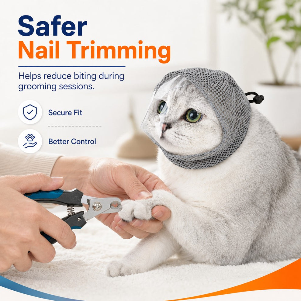 Paws in Awe Breathable Cat Grooming Muzzle for Bathing & Nail Trimming - Helps Reduce Bites During Cat Care image 6