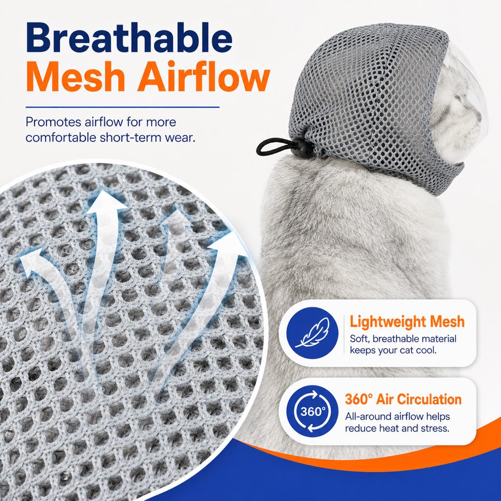 Paws in Awe Breathable Cat Grooming Muzzle for Bathing & Nail Trimming - Helps Reduce Bites During Cat Care image 9