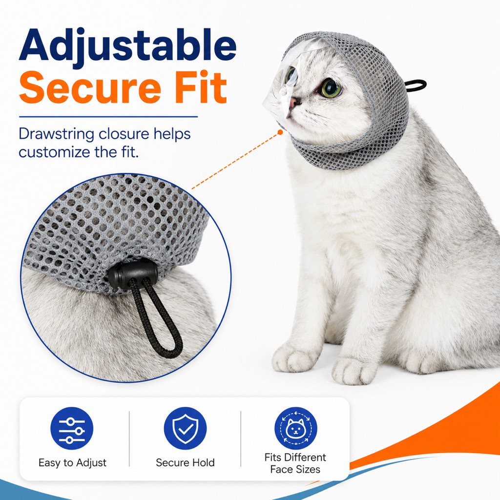 Paws in Awe Breathable Cat Grooming Muzzle for Bathing & Nail Trimming - Helps Reduce Bites During Cat Care image 2