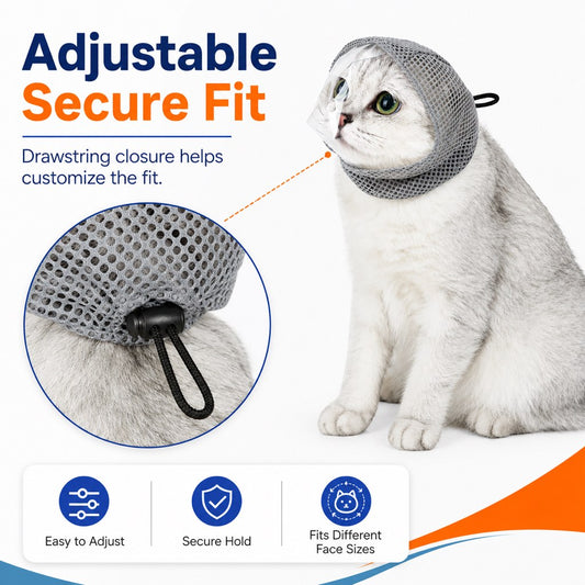 Paws in Awe Breathable Cat Grooming Muzzle for Bathing & Nail Trimming - Helps Reduce Bites During Cat Care image 2