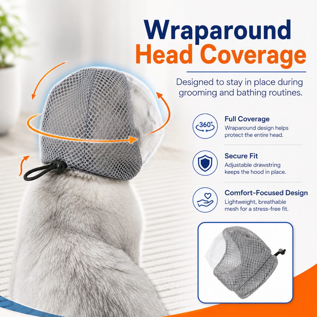 Paws in Awe Breathable Cat Grooming Muzzle for Bathing & Nail Trimming - Helps Reduce Bites During Cat Care image 7