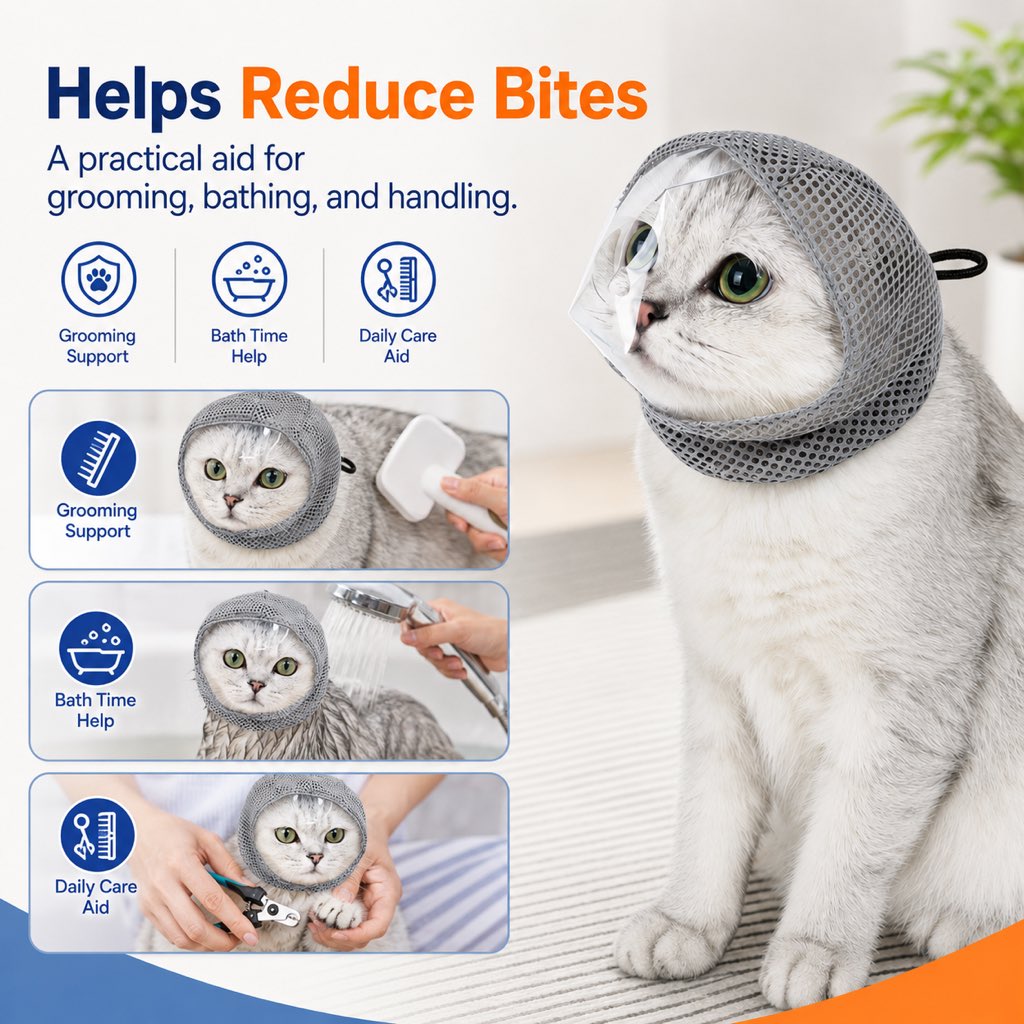 Paws in Awe Breathable Cat Grooming Muzzle for Bathing & Nail Trimming - Helps Reduce Bites During Cat Care image 5