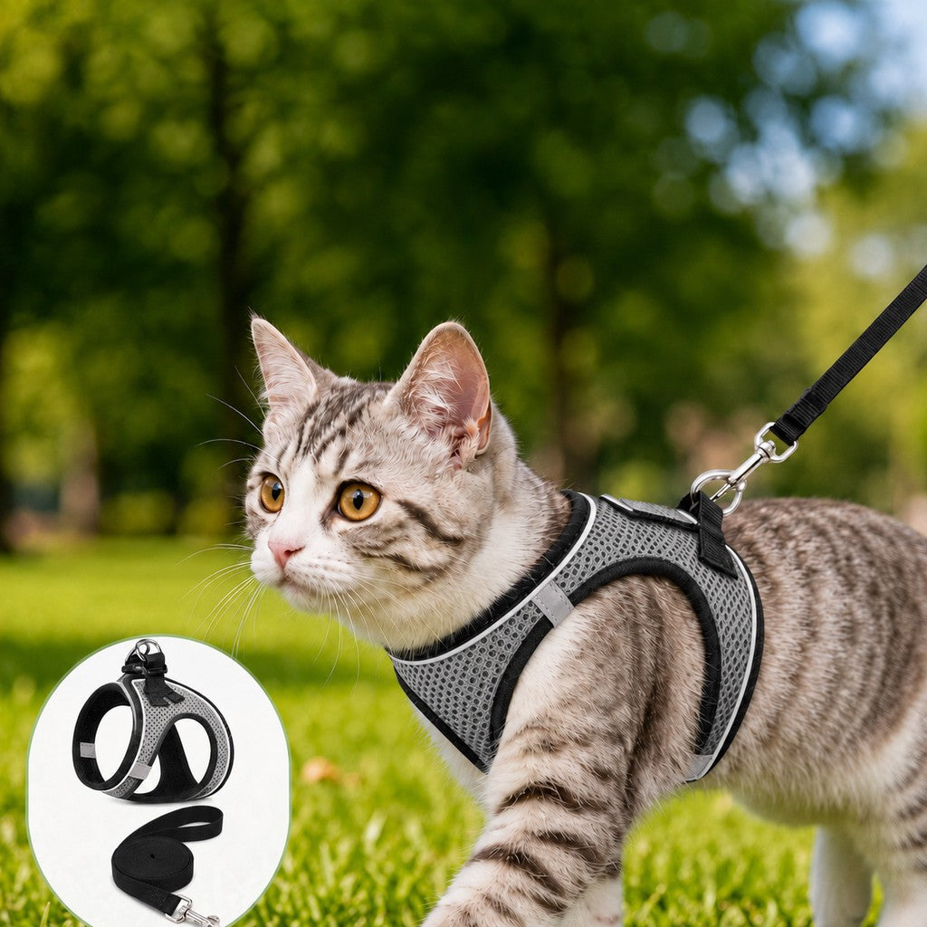 Paws in Awe Breathable Cat Harness & Leash Set for Outdoor Walks - Adjustable Escape-Resistant Step-In Vest image 12