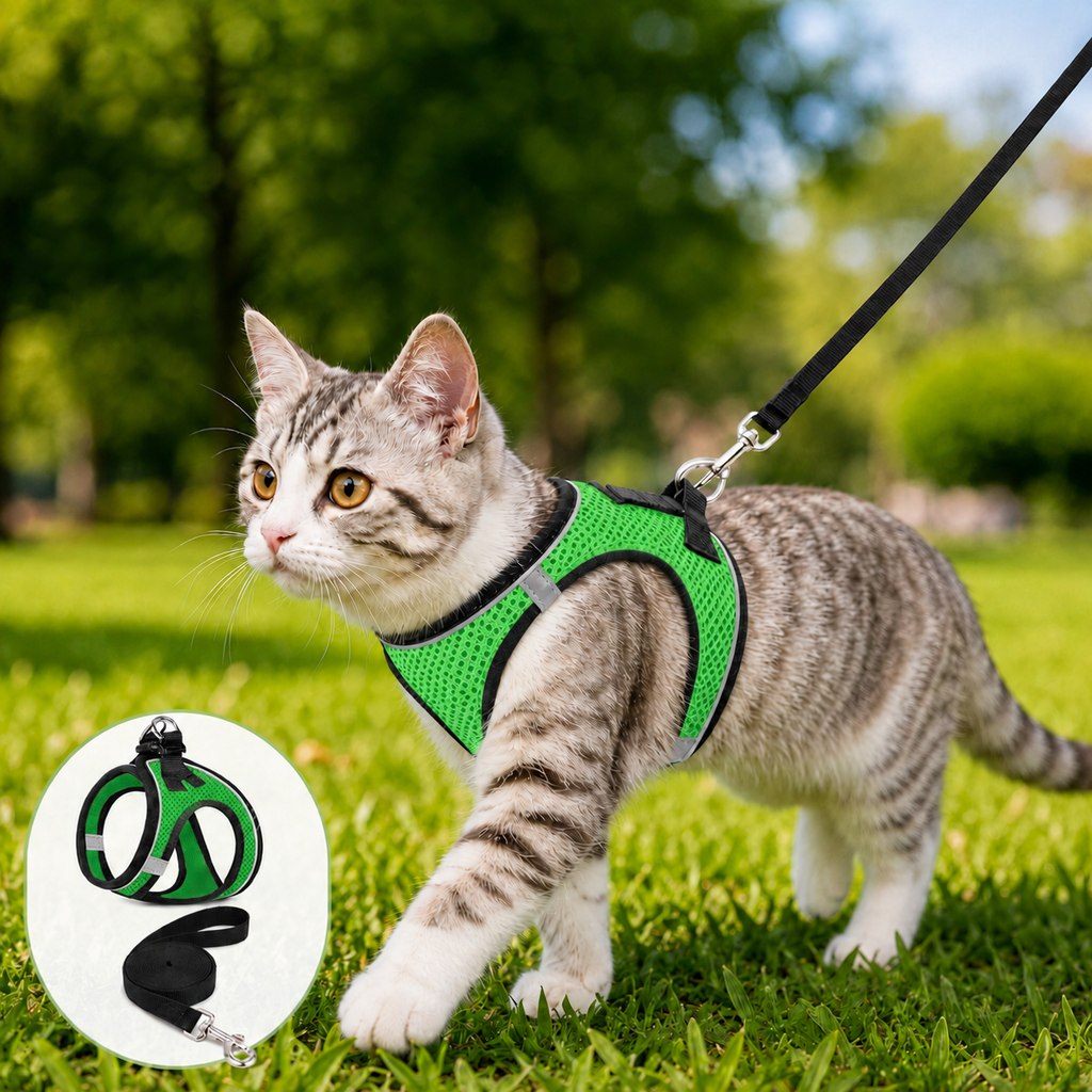 Paws in Awe Breathable Cat Harness & Leash Set for Outdoor Walks - Adjustable Escape-Resistant Step-In Vest image 9