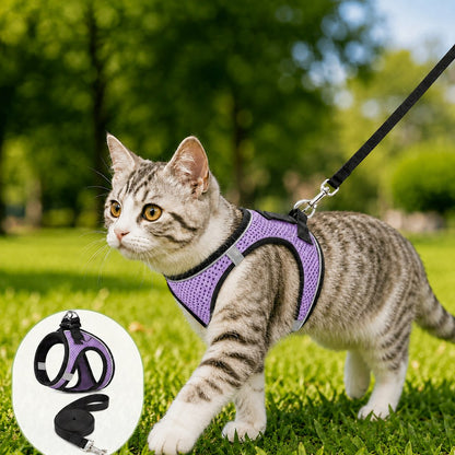 Paws in Awe Breathable Cat Harness & Leash Set for Outdoor Walks - Adjustable Escape-Resistant Step-In Vest image 14