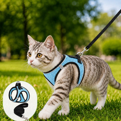 Paws in Awe Breathable Cat Harness & Leash Set for Outdoor Walks - Adjustable Escape-Resistant Step-In Vest image 11