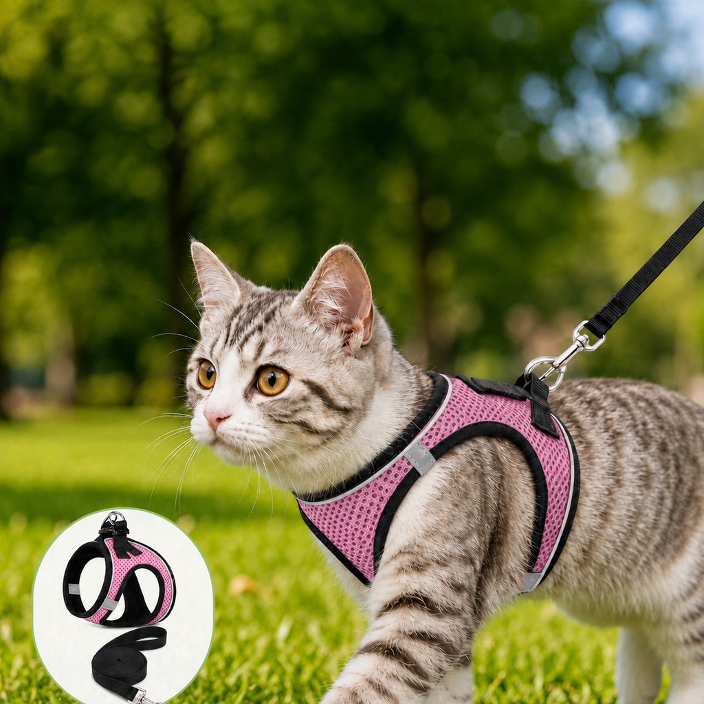 Paws in Awe Breathable Cat Harness & Leash Set for Outdoor Walks - Adjustable Escape-Resistant Step-In Vest image 16