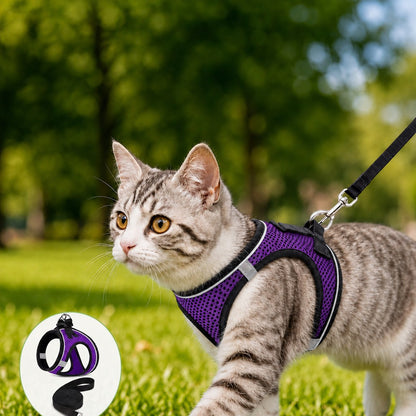 Paws in Awe Breathable Cat Harness & Leash Set for Outdoor Walks - Adjustable Escape-Resistant Step-In Vest image 13