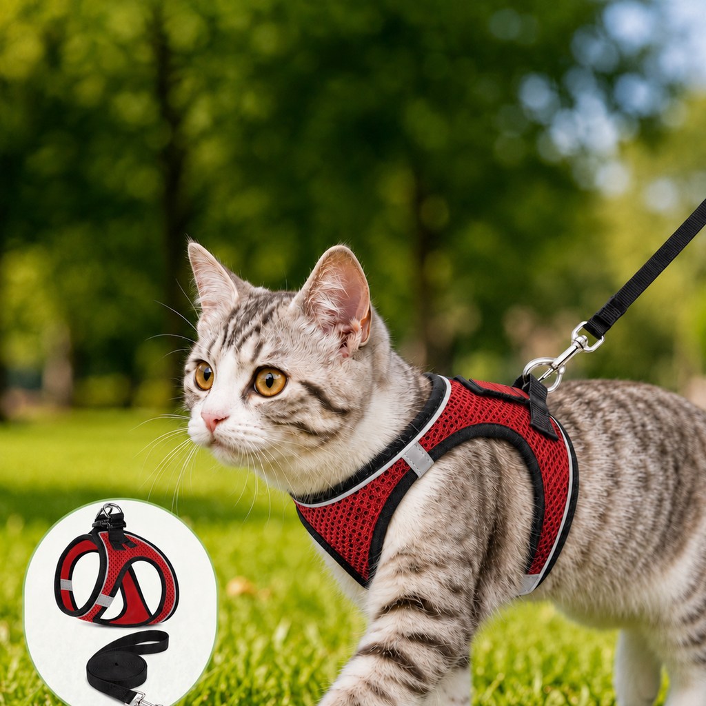 Paws in Awe Breathable Cat Harness & Leash Set for Outdoor Walks - Adjustable Escape-Resistant Step-In Vest image 18