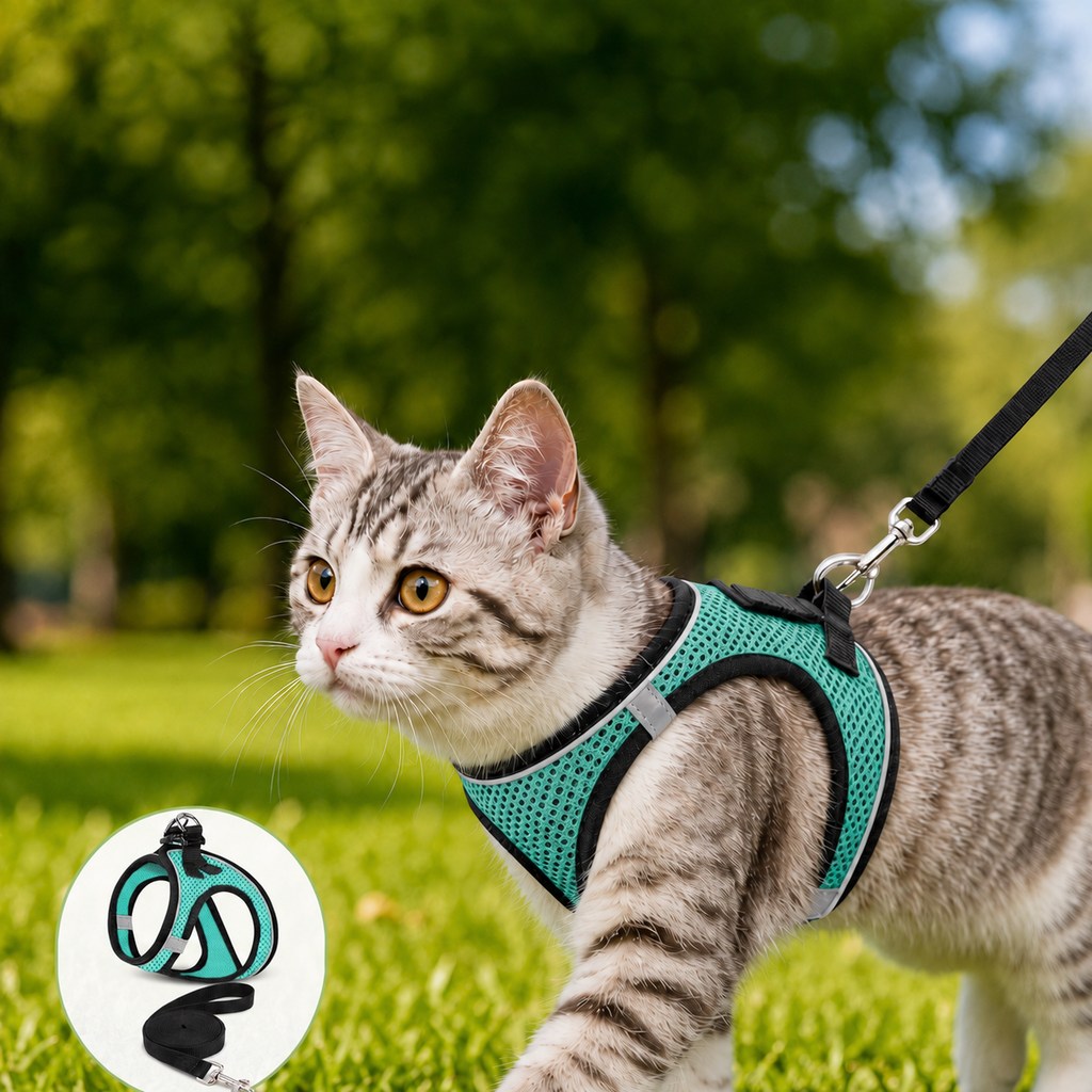 Paws in Awe Breathable Cat Harness & Leash Set for Outdoor Walks - Adjustable Escape-Resistant Step-In Vest image 15