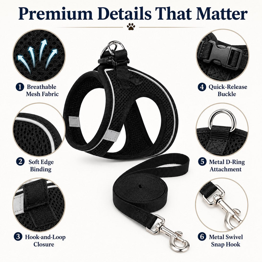 Paws in Awe Breathable Cat Harness & Leash Set for Outdoor Walks - Adjustable Escape-Resistant Step-In Vest image 7