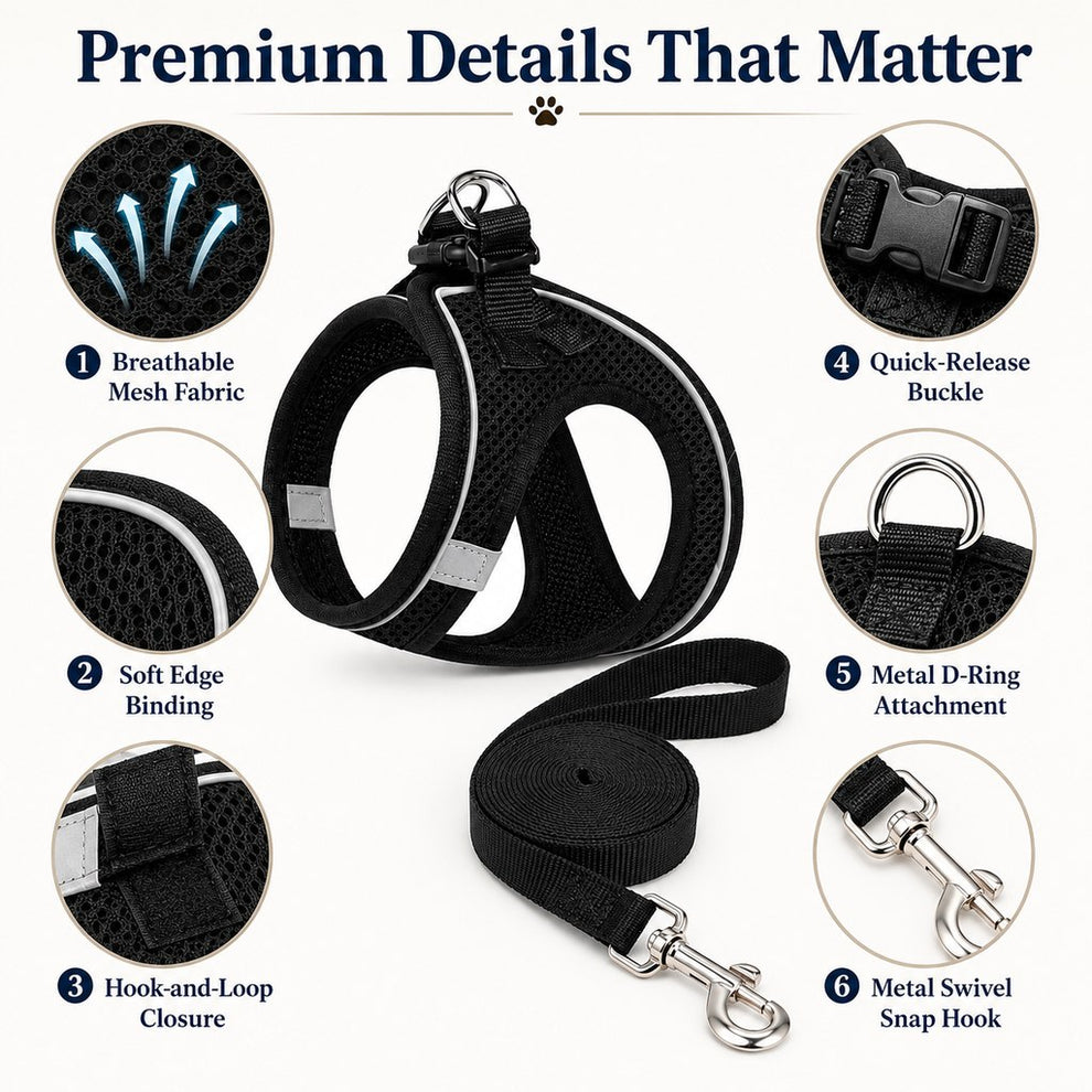 Paws in Awe Breathable Cat Harness & Leash Set for Outdoor Walks - Adjustable Escape-Resistant Step-In Vest image 7
