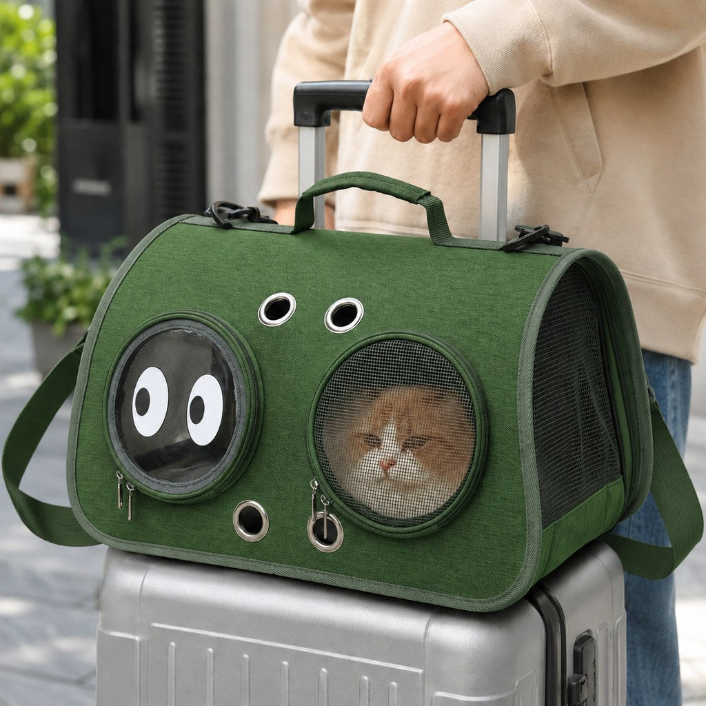 Paws in Awe Breathable Cat Travel Carrier for Road Trips & Vet Visits - Structured Foldable Soft-Sided Pet Bag image 13