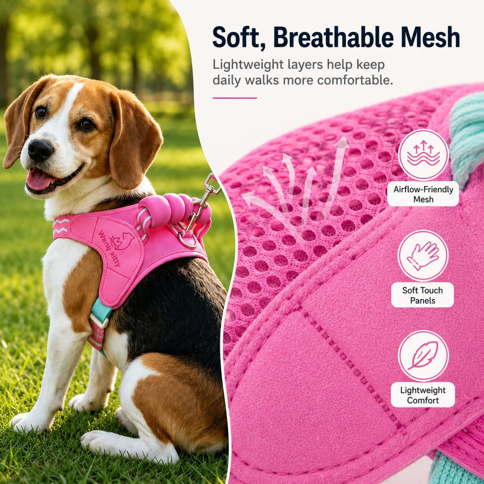 Paws in Awe Breathable Padded Dog Harness & Leash Set for Daily Walks - Easy-Control Vest for Small & Medium Dogs image 5