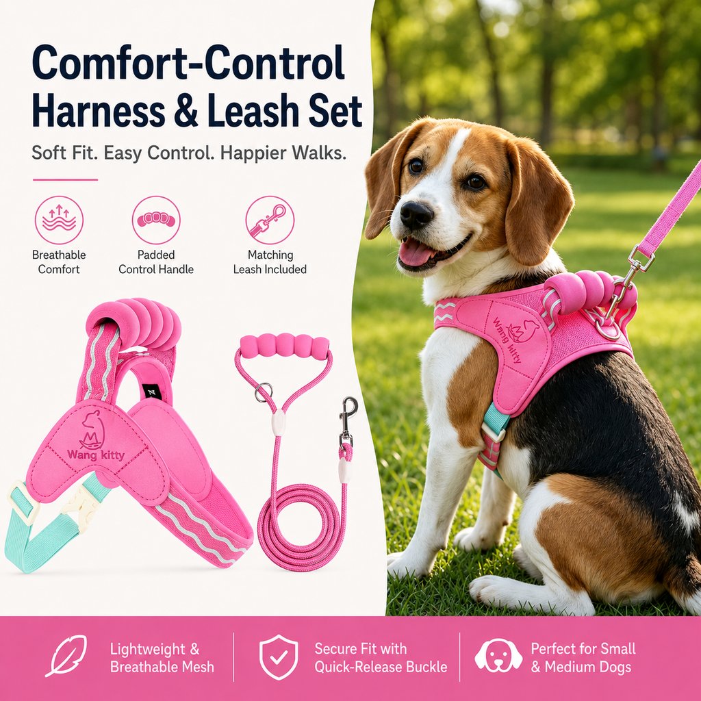 Paws in Awe Breathable Padded Dog Harness & Leash Set for Daily Walks - Easy-Control Vest for Small & Medium Dogs image 3