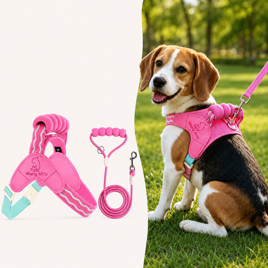 Paws in Awe Breathable Padded Dog Harness & Leash Set for Daily Walks - Easy-Control Vest for Small & Medium Dogs image 1