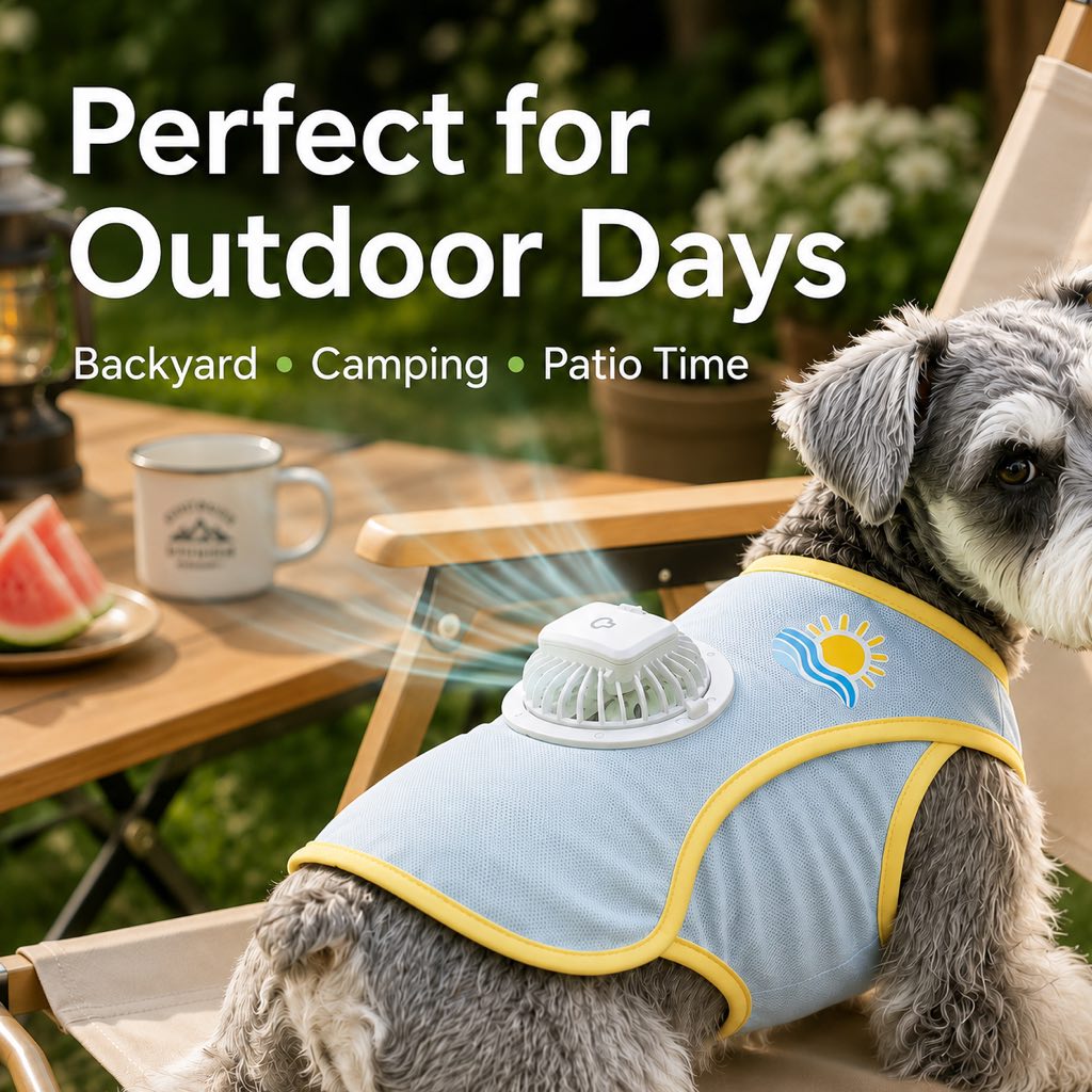 breathable dog sun shirt with detachable fan