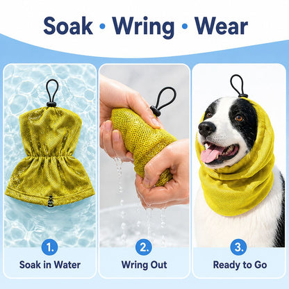 Paws in Awe Water-Activated Dog Cooling Snood for Summer Walks - Lightweight Neck & Ear Cooler for Hot Weather, Beach Days & Long-Fur Dogs image 5
