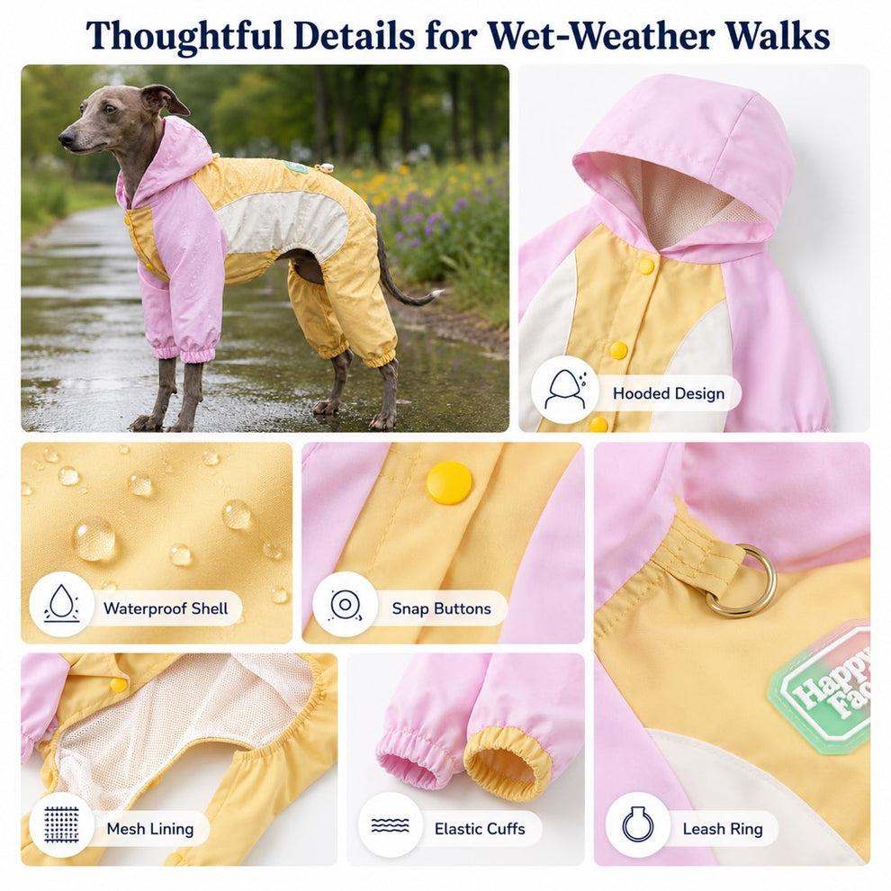 Paws in Awe Waterproof Dog Rain Suit for Rainy Walks - Full-Body Mud & Splash Protection image 8