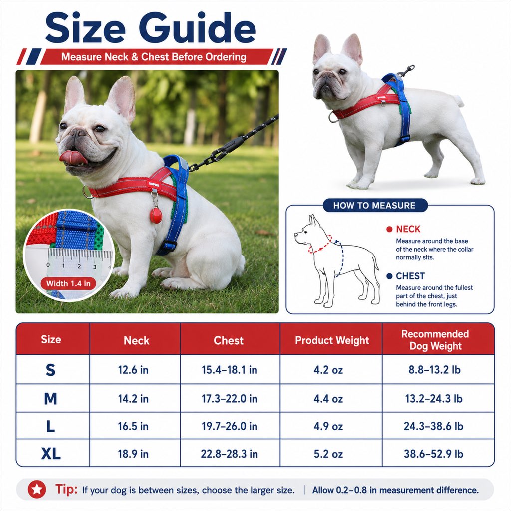Paws in Awe No-Choke French Bulldog Harness & Leash Set for Daily Walks - Reflective, Easy-Control Fit for Broad-Chest Dogs image 10