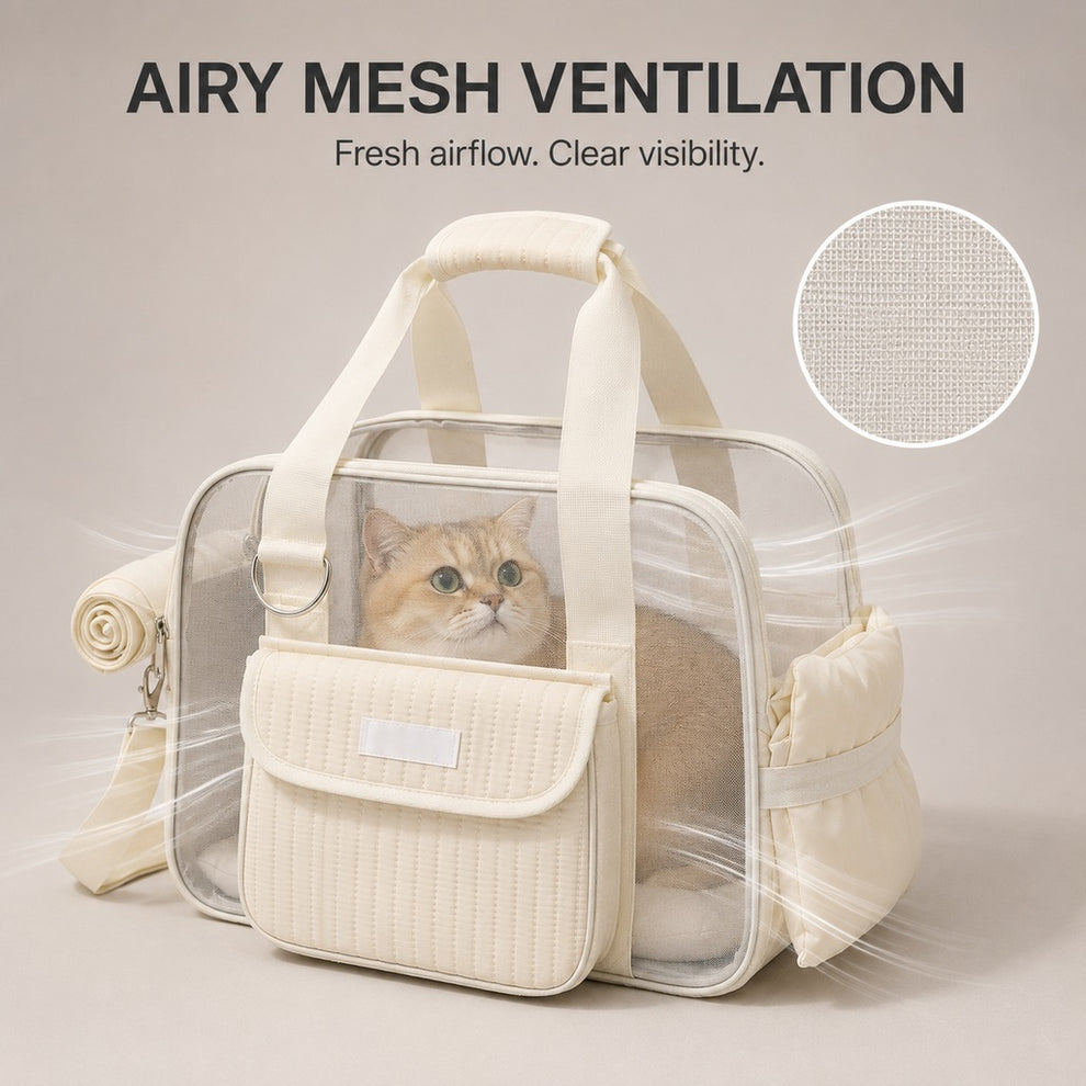 Paws in Awe Breathable Mesh Pet Carrier Tote for Cats & Small Dogs - Comfortable Travel Bag for Cafes, Vet Visits & Daily Outings image 4