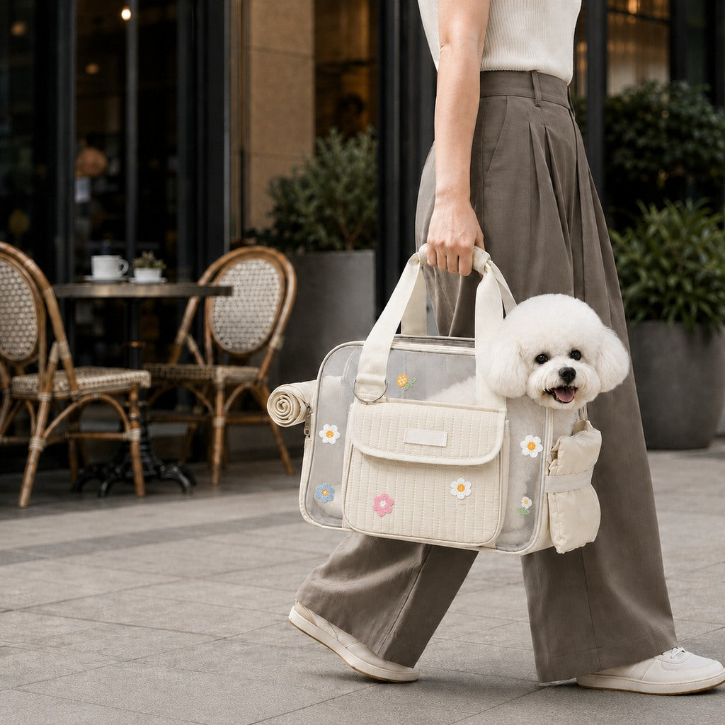 Paws in Awe Breathable Mesh Pet Carrier Tote for Cats & Small Dogs - Comfortable Travel Bag for Cafes, Vet Visits & Daily Outings image 9
