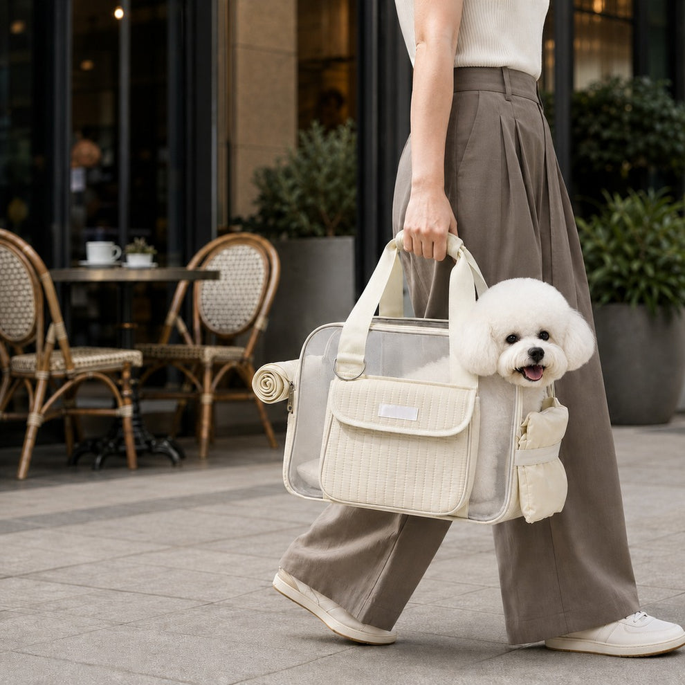 Paws in Awe Breathable Mesh Pet Carrier Tote for Cats & Small Dogs - Comfortable Travel Bag for Cafes, Vet Visits & Daily Outings image 1