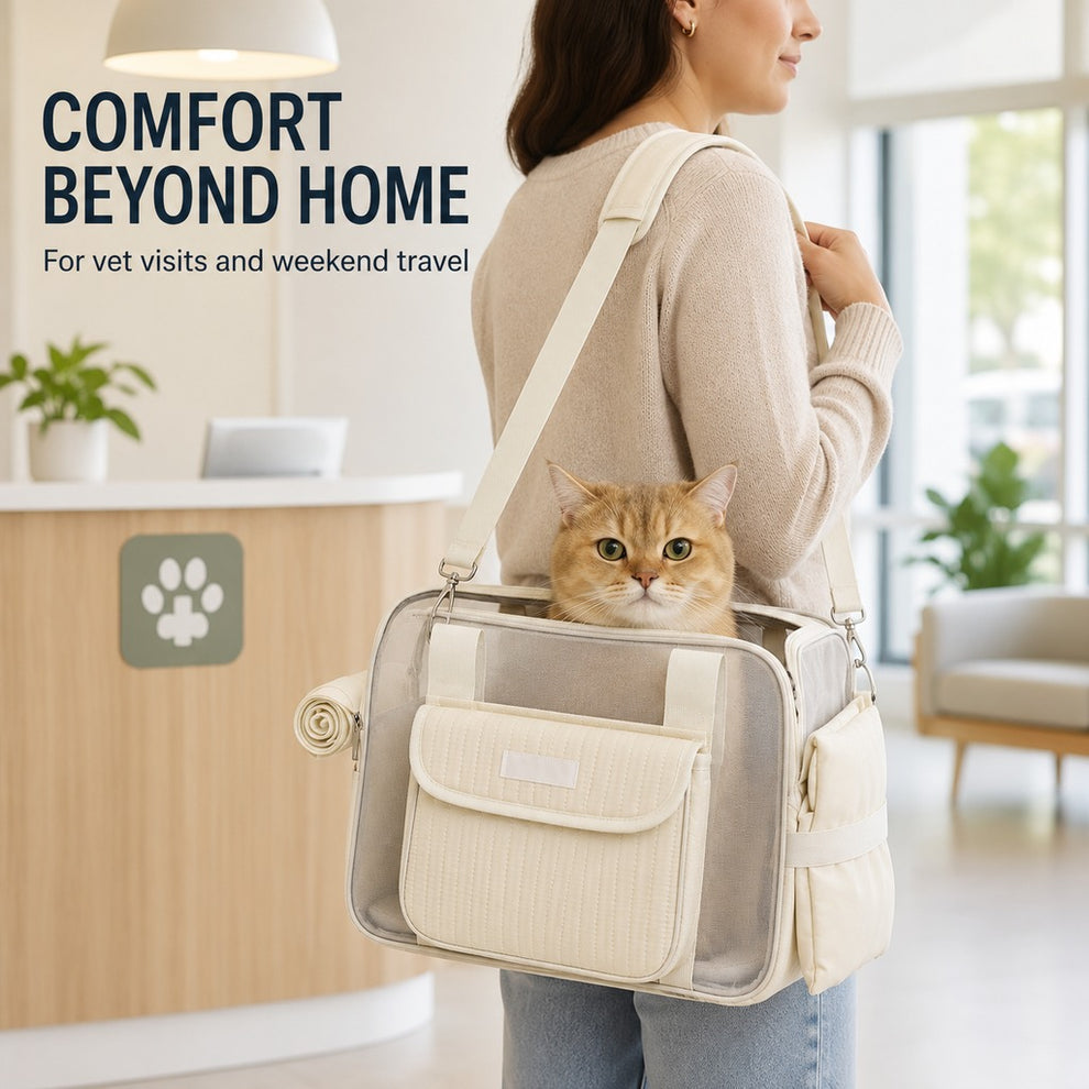 Paws in Awe Breathable Mesh Pet Carrier Tote for Cats & Small Dogs - Comfortable Travel Bag for Cafes, Vet Visits & Daily Outings image 3
