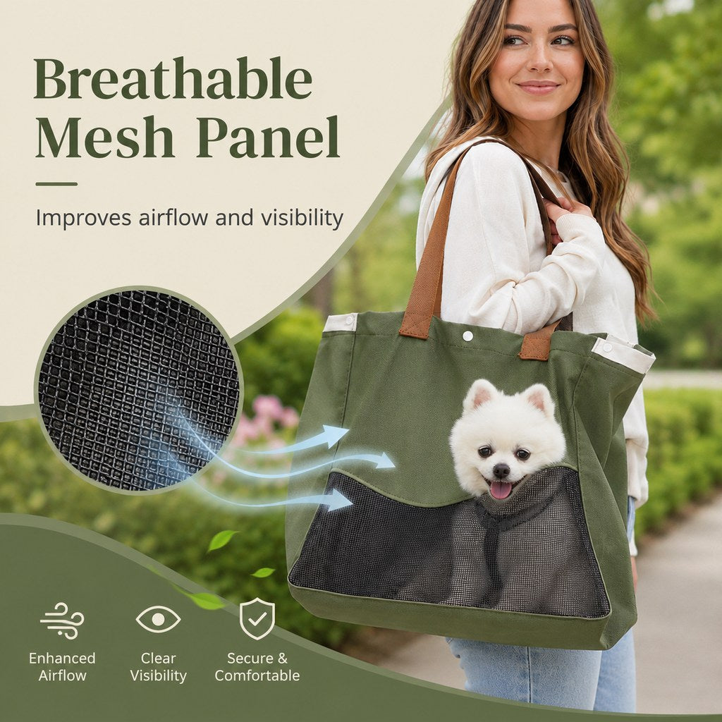 Paws in Awe Pet Carrier Tote Bag for Cats & Small Dogs - Breathable Shoulder Bag for Walks, Vet Visits & Errands image 6