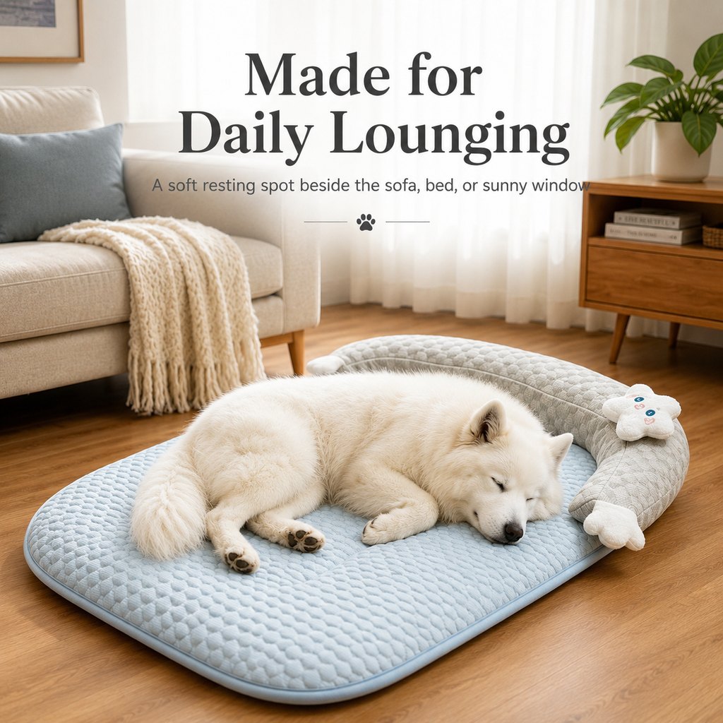 Paws in Awe Breathable Pet Sofa Mat for Sunny Window Naps & Hard Floors - Soft Bolster Lounger for Cats & Dogs image 2