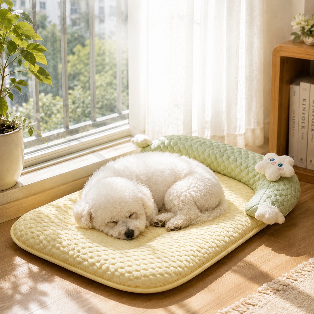 Paws in Awe Breathable Pet Sofa Mat for Sunny Window Naps & Hard Floors - Soft Bolster Lounger for Cats & Dogs image 1