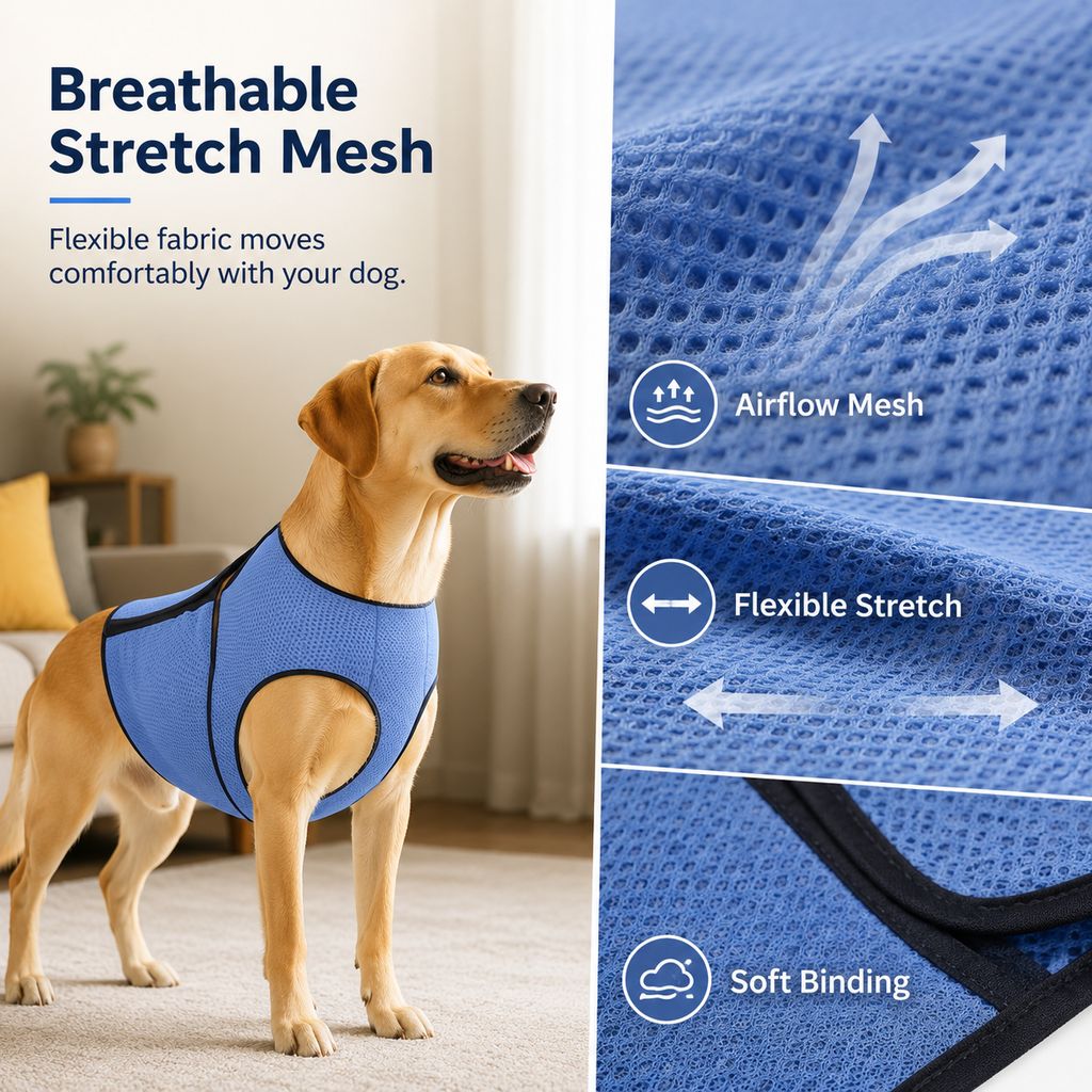Breathable stretch mesh dog comfort wrap vest fabric