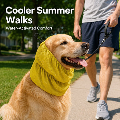 Paws in Awe Water-Activated Dog Cooling Snood for Summer Walks - Lightweight Neck & Ear Cooler for Hot Weather, Beach Days & Long-Fur Dogs image 2