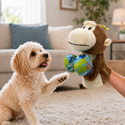 Brown Monkey interactive boxing pet puppet toy