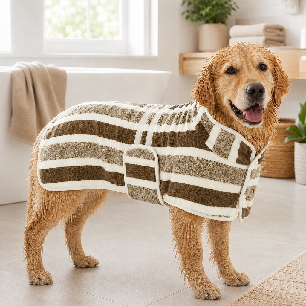 Brown wearable dog drying towel SKU image
