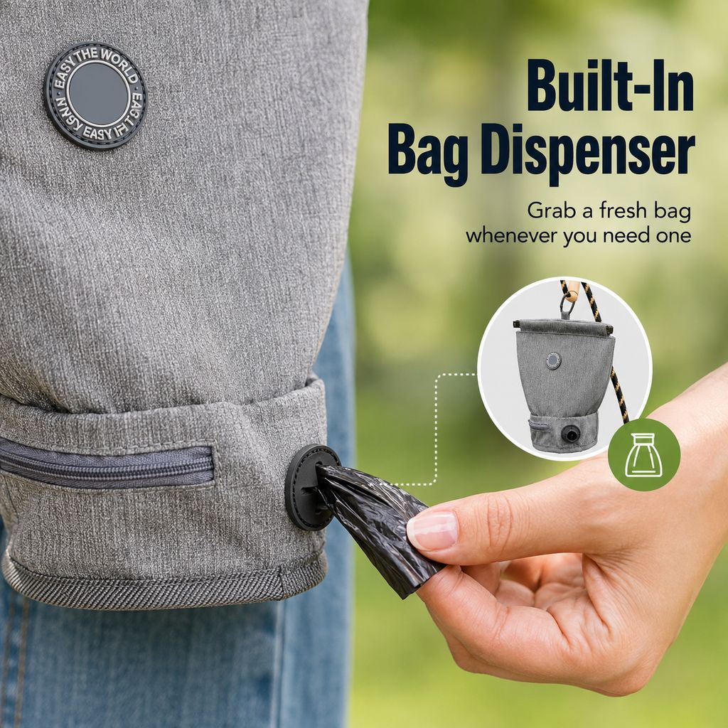Paws in Awe Dog Poop Bag Holder for Walks - Carry Used Waste Bags Hands-Free Until the Next Trash Can image 6