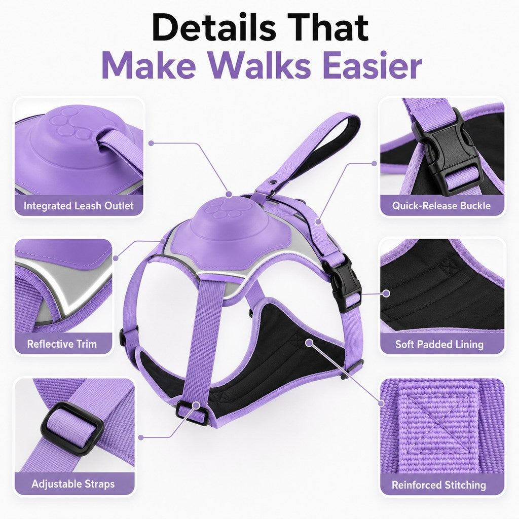 Paws in Awe No-Pull Reflective Dog Harness with Built-In Retractable Leash for Safer Daily Walks image 6